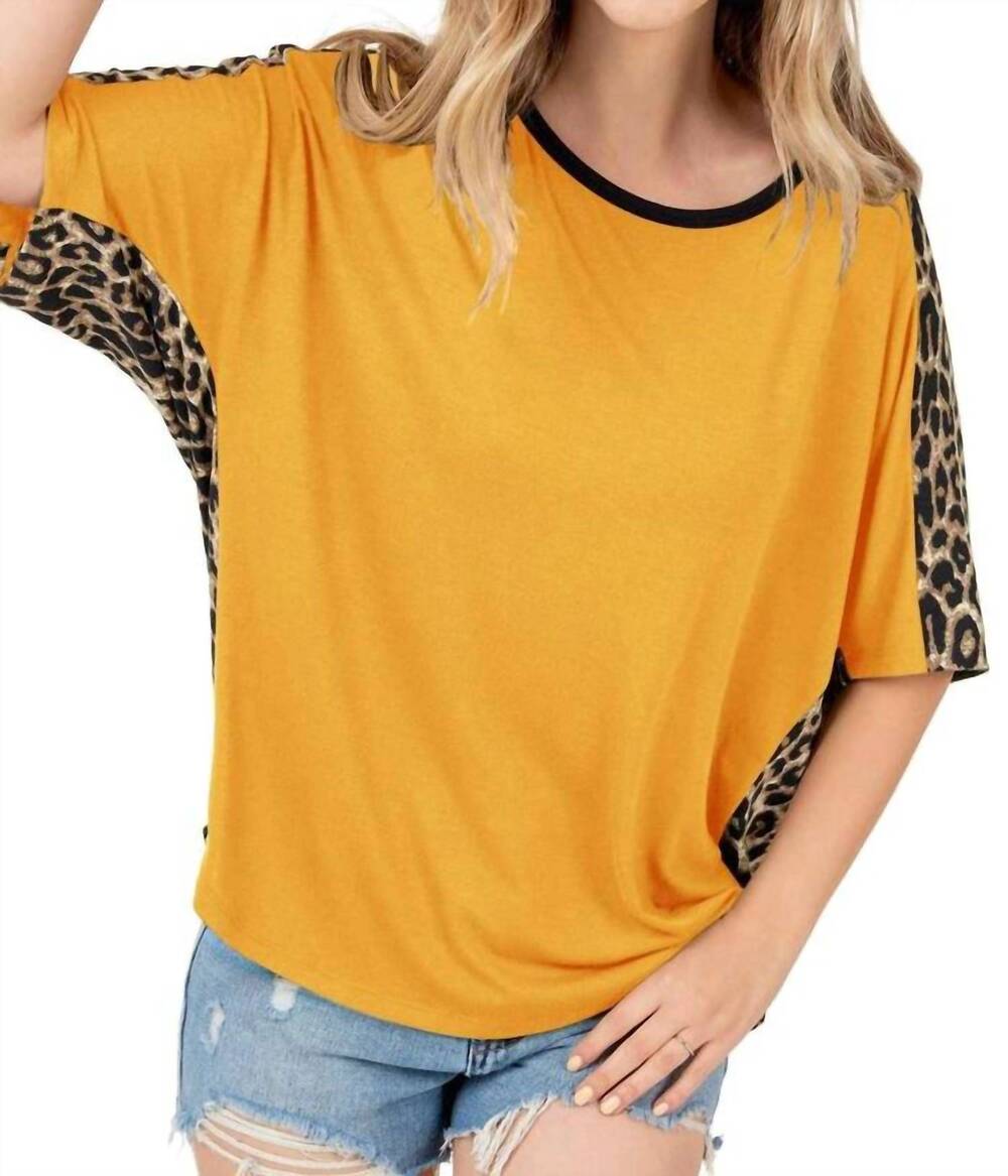 NEW SHOP BASIC round neck with cheetah tee in yellow
